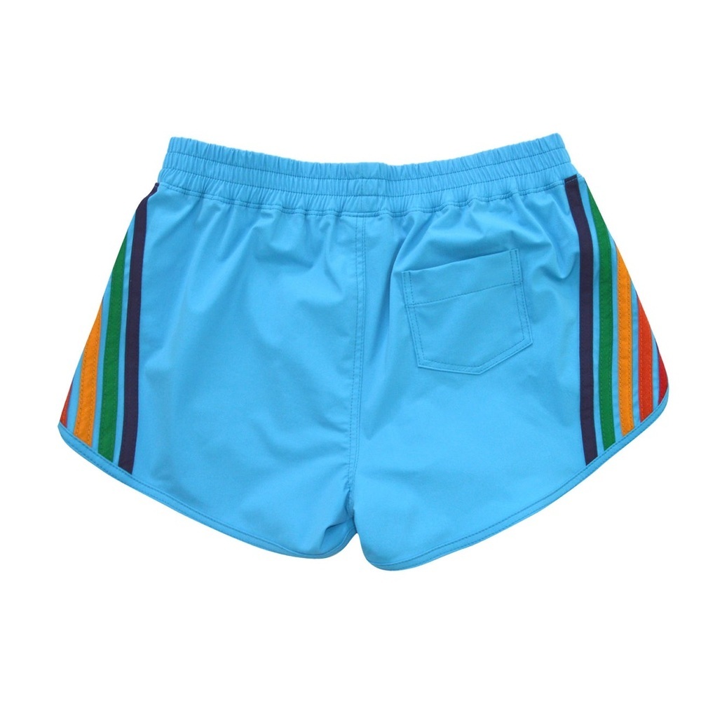 Aviator Nation 5 Stripe Flex Board Shorts — Neon Blue Rainbow, NWT Size S - Picture 7 of 13